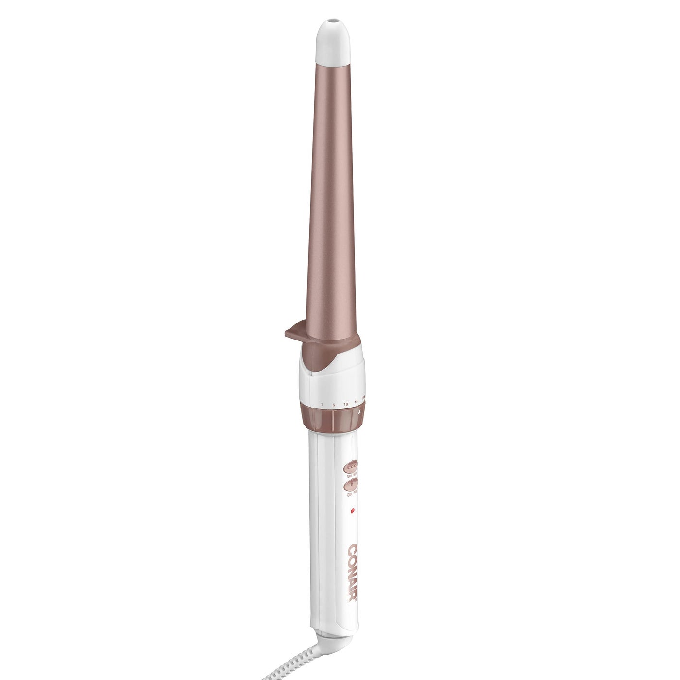 Conair Double Ceramic Tapered Curling Wand, Hair Wand Tapers 1Â¼ Inch to Â¾ Inch to Produce Beachy Waves, 30 Heat Settings, For All Hair Types and Textures, White