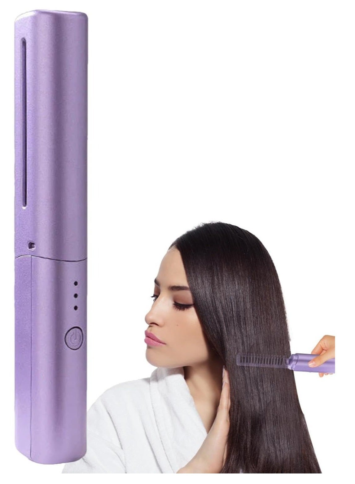 Ergonomic for Easy Wireless Mini Hair Straightener All Hair Types Ceramics Rechargeable Mini Hair Straightener Easy, Purple