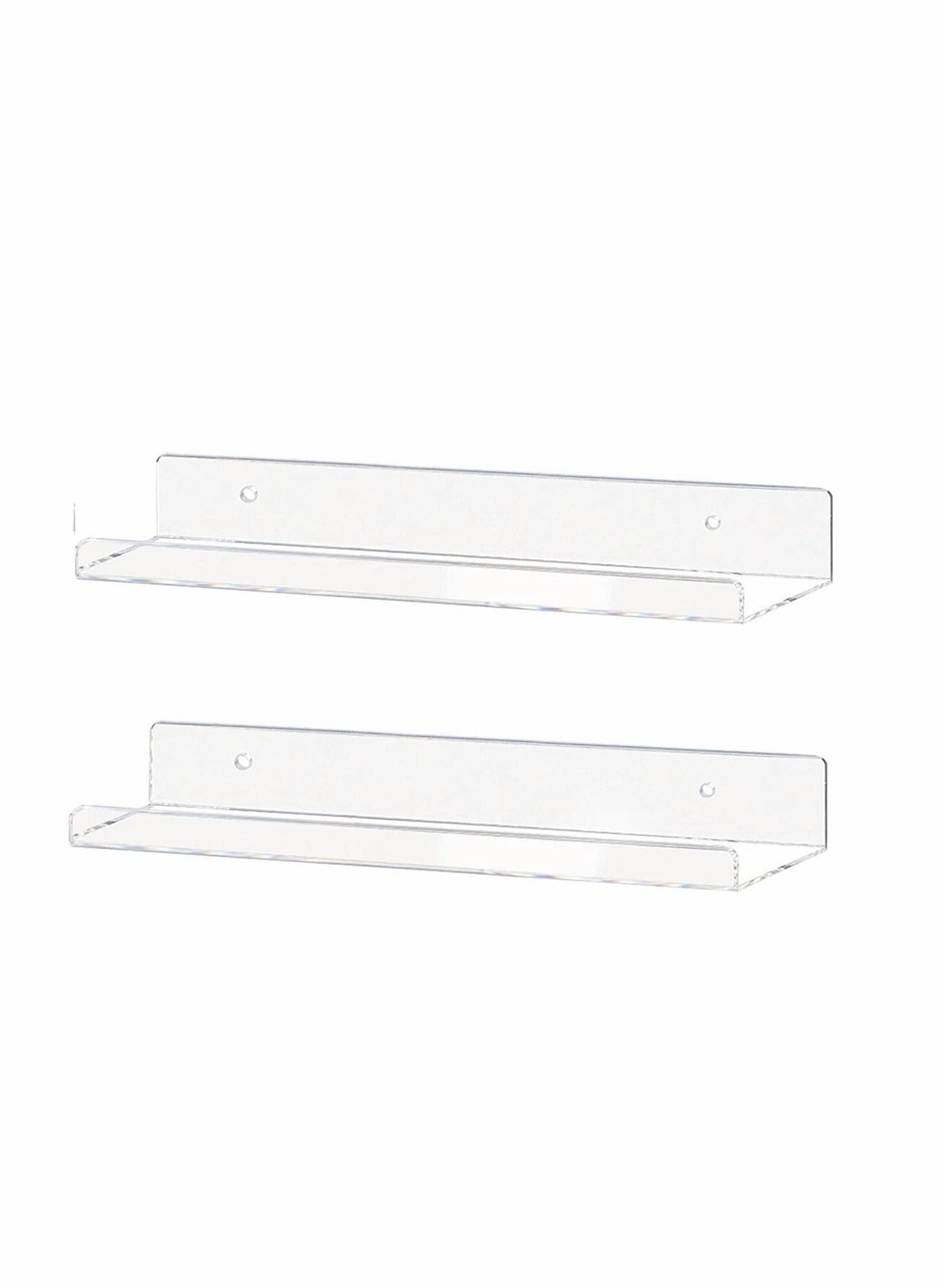 2 Pack Clear Acrylic Shelf Invisible Floating Wall Ledge Bookshelf Organizer, Book Display Shelves Wall Mounted 15 Inch