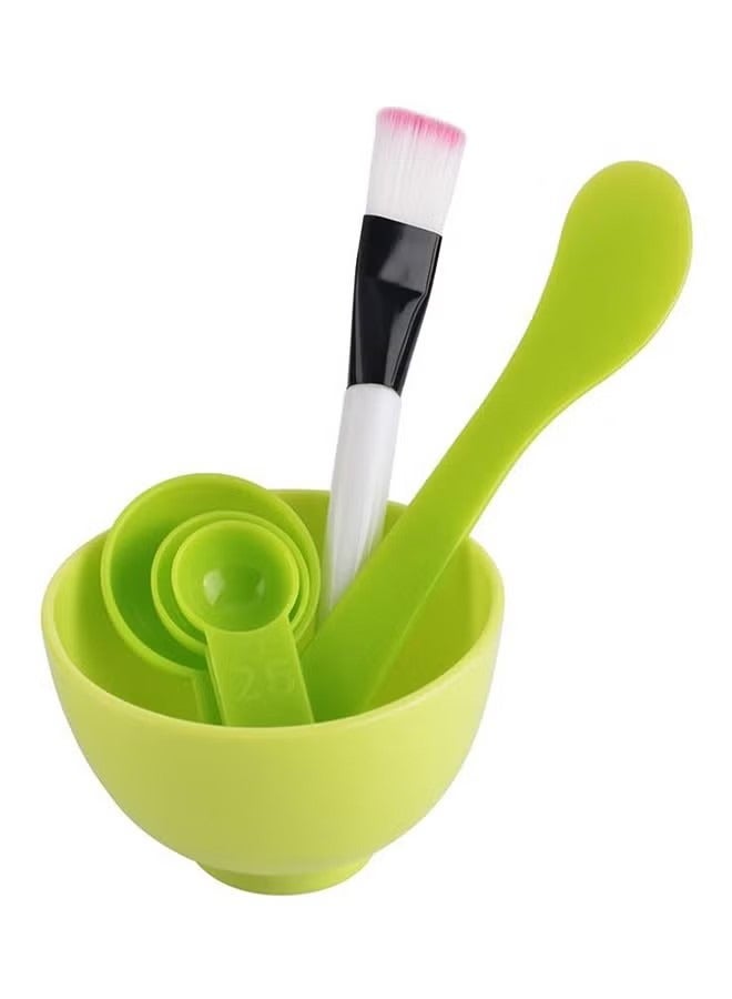4-In-1 Makeup Mask Bowl Brush Spoon Stick Set Green