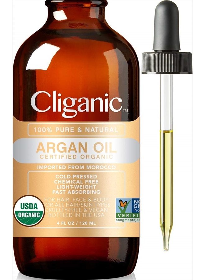 USDA Organic Argan Oil, 100% Pure | for Hair, Face & Skin | Natural Cold Pressed Carrier Oil, Imported from Morocco