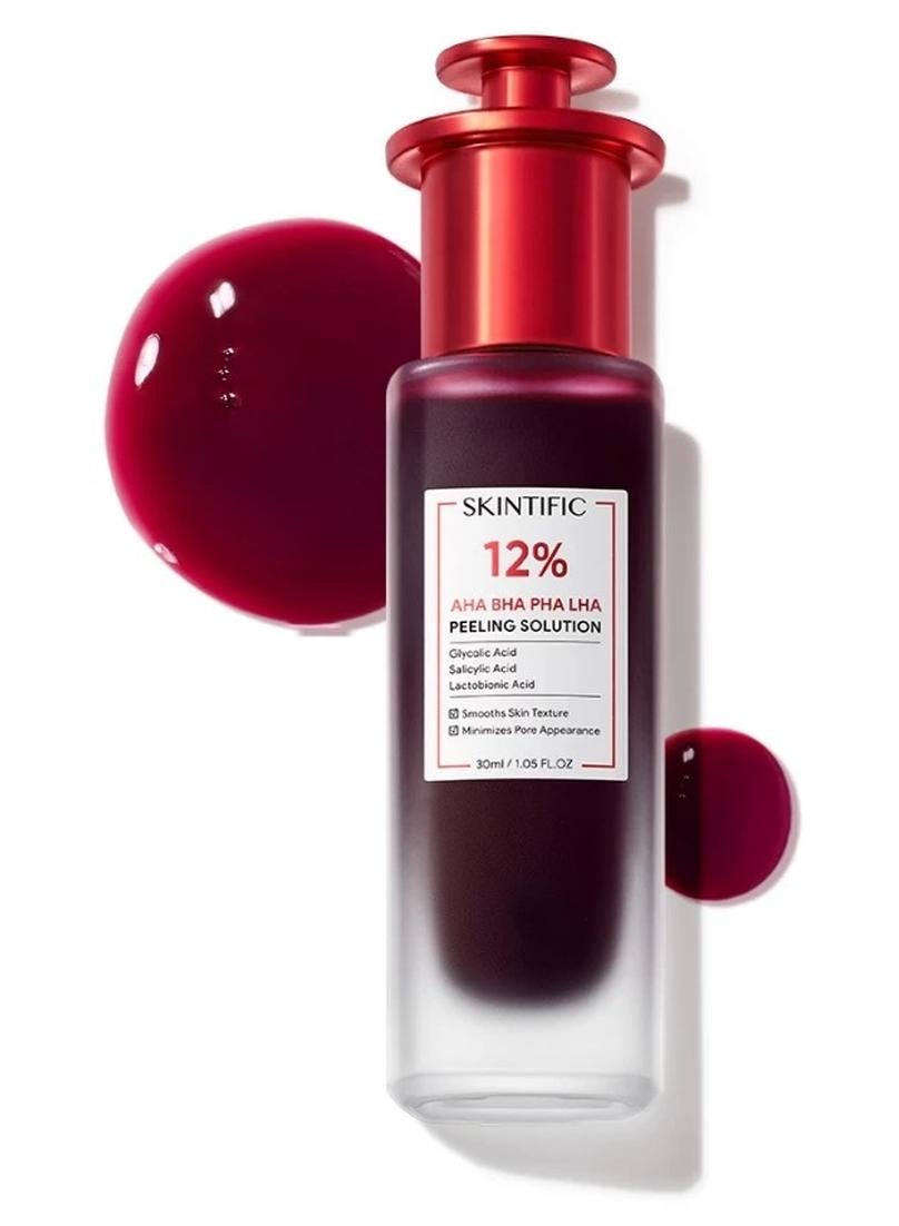 SKINTIFIC 12% AHA BHA PHA LHA Peeling Solution Serum 30ml Whitening Brightening for Dark Spot Acne-prone