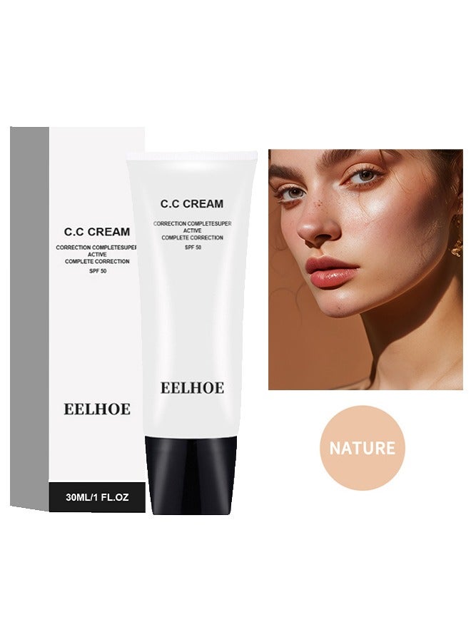 CC Cream SPF 50-CC Cream Self Adjusting For Mature Skin, Colour Correcting Face Sunscreen And Foundation, Pre-Makeup Primer Moisturizing Skin Concealer  (#Warm Color))