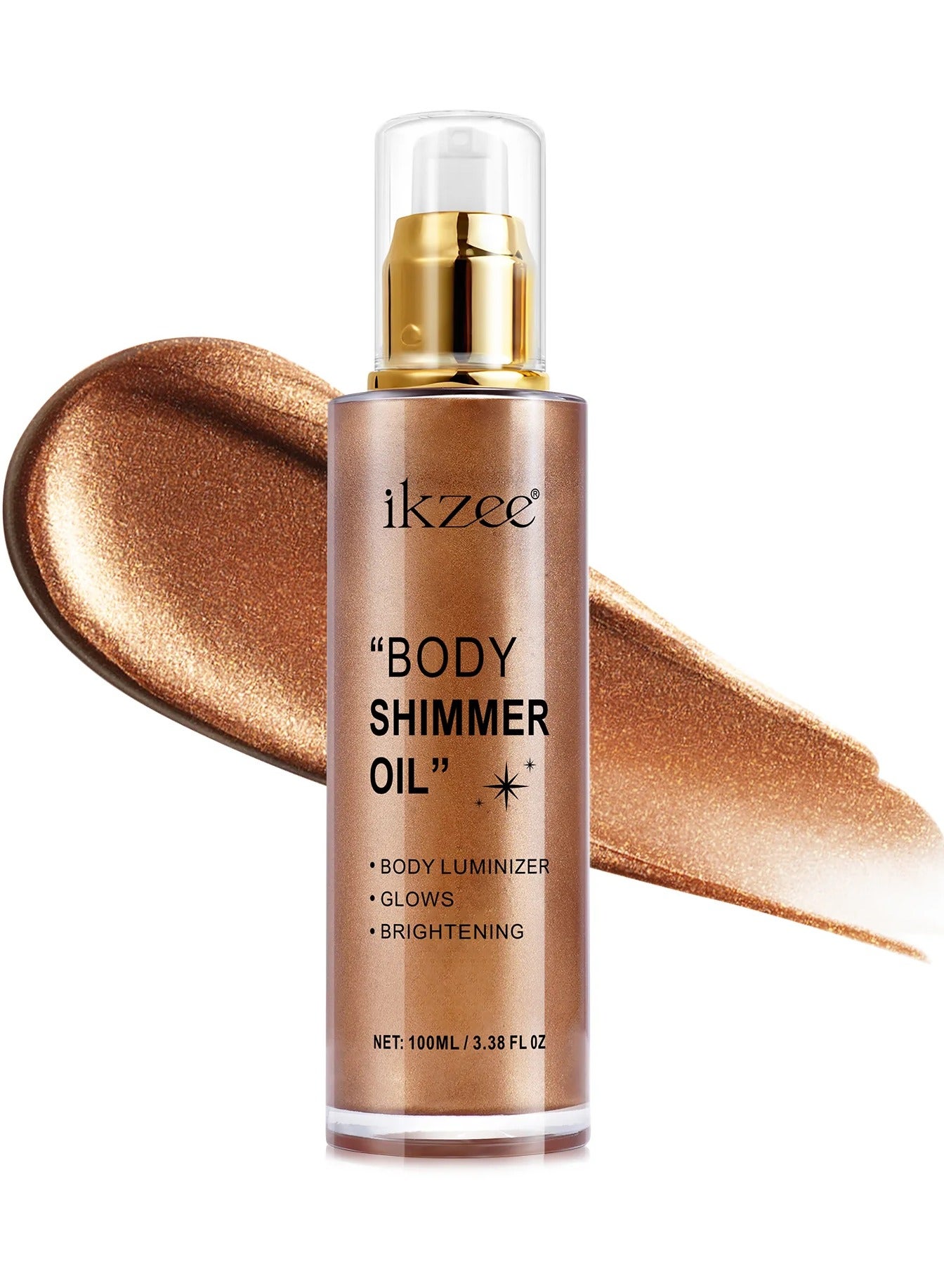 Bronze Gold Body Shimmer Oil 100ml Body Shimmer Lotion Glow Oil Body Luminizer Oil Glow Lotion for Brightening Body Long Lasting Shimmering Body Oil for Body & Face No.03