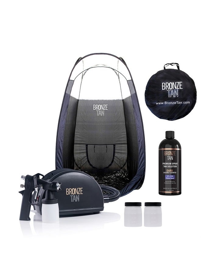 Spray Tan Machine Professional Kit - Includes Spray Tan Tent + 1 Liter (33.8 oz) Tanning Solutions for Spray Tan Airbrush Professionals by Bronze Tan