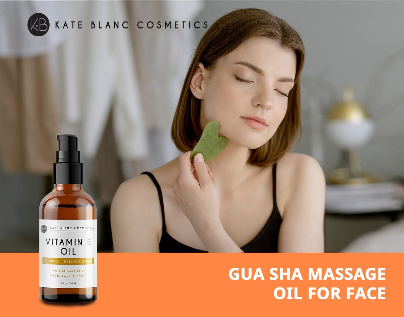 Kate Blanc Cosmetics Vitamin E Oil 28,000 IU (1oz) Topical Serum for Skin and Face for Even Tone, Fine Lines & Smooth Texture