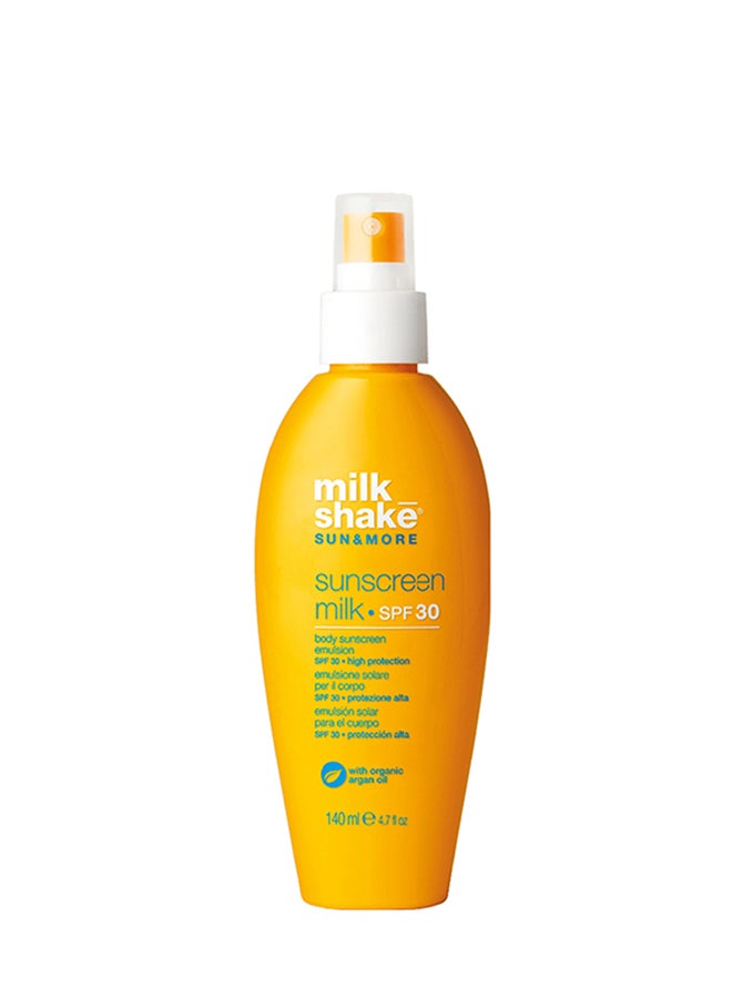 Sunscreen Milk SPF 30 for Body & Hair - Lightweight & Easy-to-Spread Formula with Argan Oil & Vitamin E to Protect from UV Rays (140 ml)