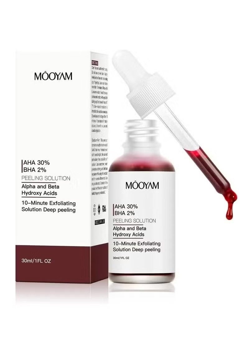 AHA 30% + BHA 2% Peeling Solution Exfoliating AHA 30% BHA 2% Peeling Solution Anti Acne Serum Chemical Peel for Face at Home BHA AHA Mask Red Peel BHA Liquid Exfoliant for Blemishes Wrinkle 30ml