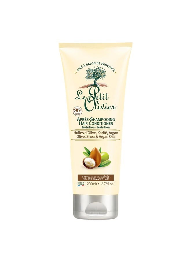 Nutrition Hair Conditioner - Olive, Shea, Argan Oils - Detangles And Repairs - Enhances Softness And Elasticity Of The Hair - Suitable For Dry And Damaged Hair - 6.76 Oz