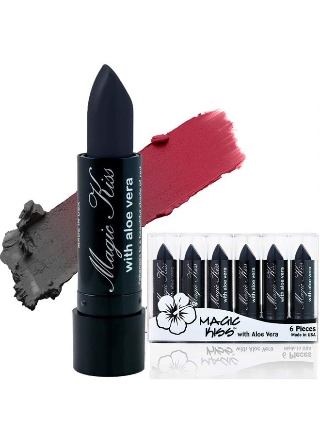 Lipstick Set Aloe Vera Color Changing 6 Pack MADE IN USA (Black)