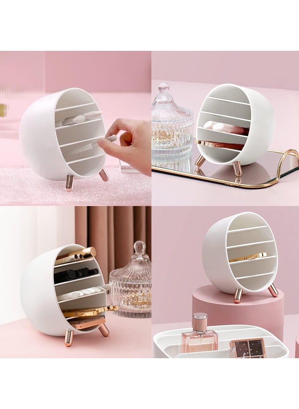 Makeup Organizer Countertop Cosmetics  Storage 5 Compartments Makeup Holder Cosmetic Display For Brushes,Lipstick,Mascara,Eyebrow Pencils Space Saver Pen Holder For Dresser Office