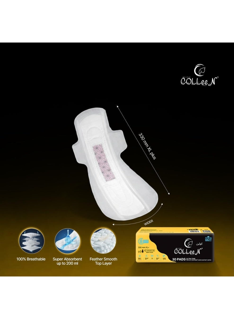 Colleen Premium Graphene Anion Sanitary Napkins Xl+ 330Mm |6 Pad- Pack| Heavy Flow Sanitary Pads |Over Night Use - image 7