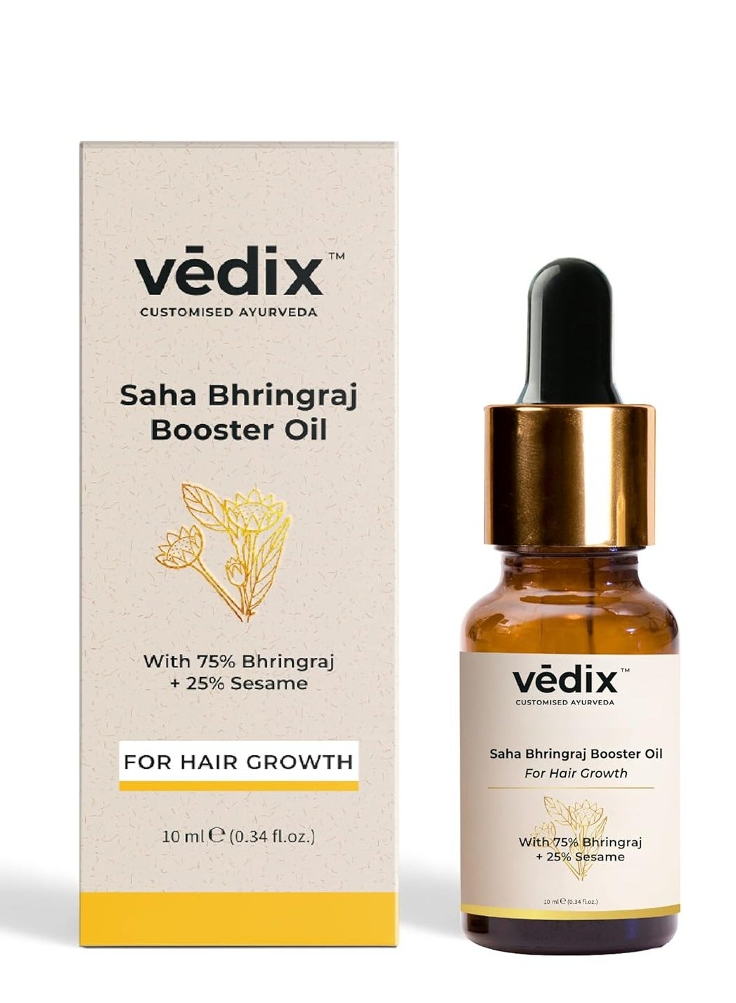 Customised Ayurvedic Hair Oil | Saha Bhringraj Booster Oil | For Hair Growth And Thick Hair | With Bhringraj And Sesame - 10ml