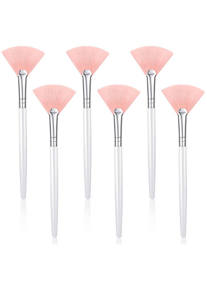 6 Pcs Facial Brushes Fan Mask Brushes, Soft Mask Applicator Brush Tools Slim Makeup Brushes Cosmetic Tool For Peel Glycolic Mask Makeup And Mud Cream (Pink, 5.91 Inch)