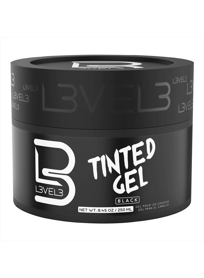 Level 3 Tinted Gel Black - Temporary Black Hair Gel For Hair L3 - No Flaking and Rinses Out Easily - Level Three Strong Hold Formula