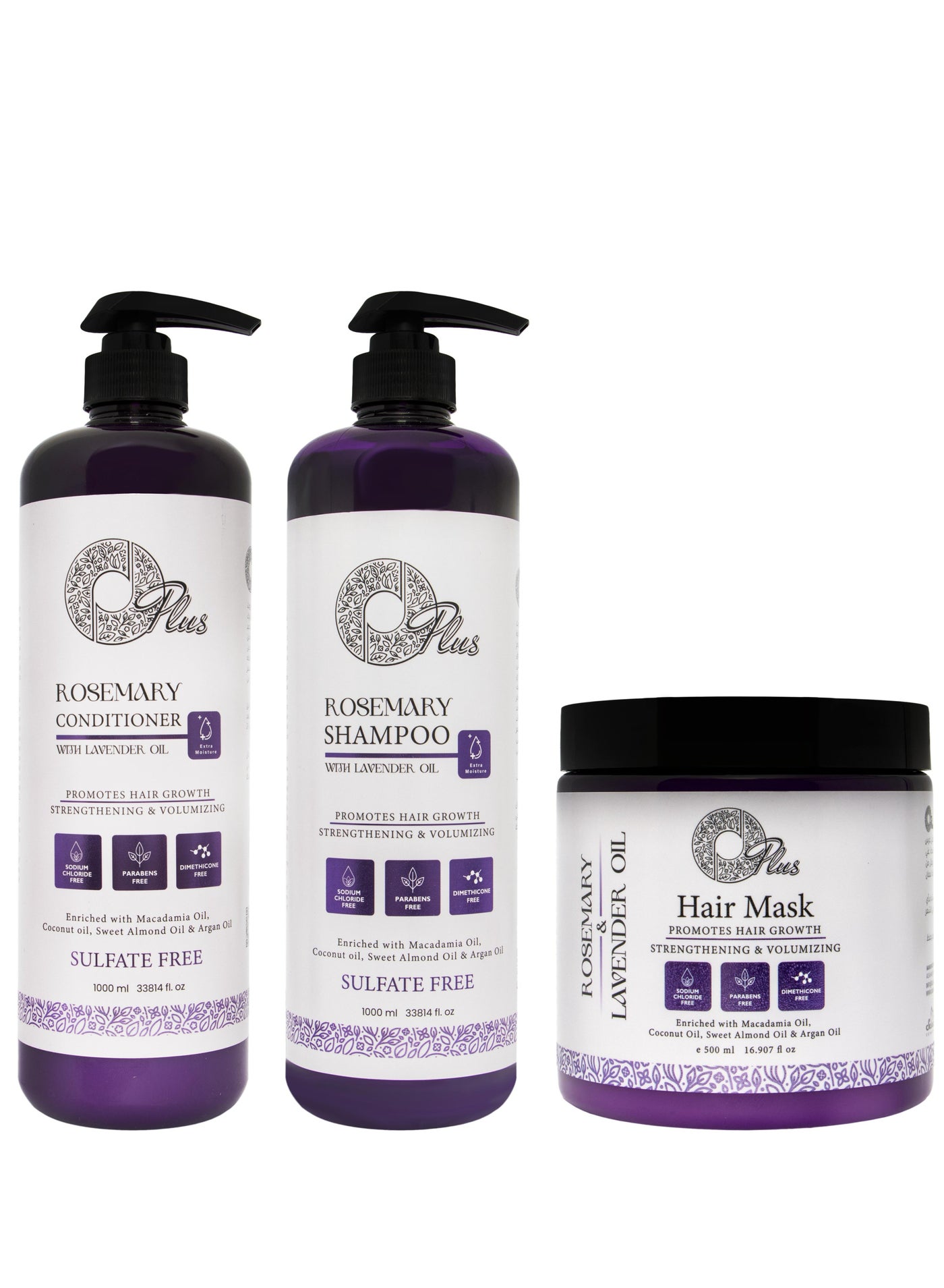 Oplus Rosemary Hair Restoration Set: Professional 3-Step Hair Care System (2500ml)