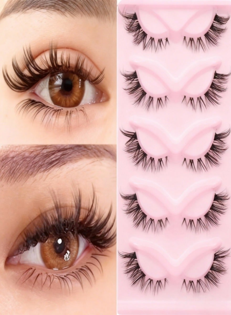 Reusable Long Lasting Natural False Eyelashes Ladies Party False Eyelashes 3D Curl (5 Pairs)