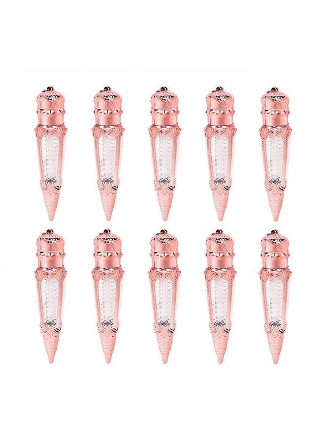 3ml Lip Gloss Tubes Lipstick Tubes with Radish Shape Empty Plastic Refillable Lip Gloss Containers with Wand, for Women Girls DIY Cosmetic Makeup,Rose Gold,10 Pack