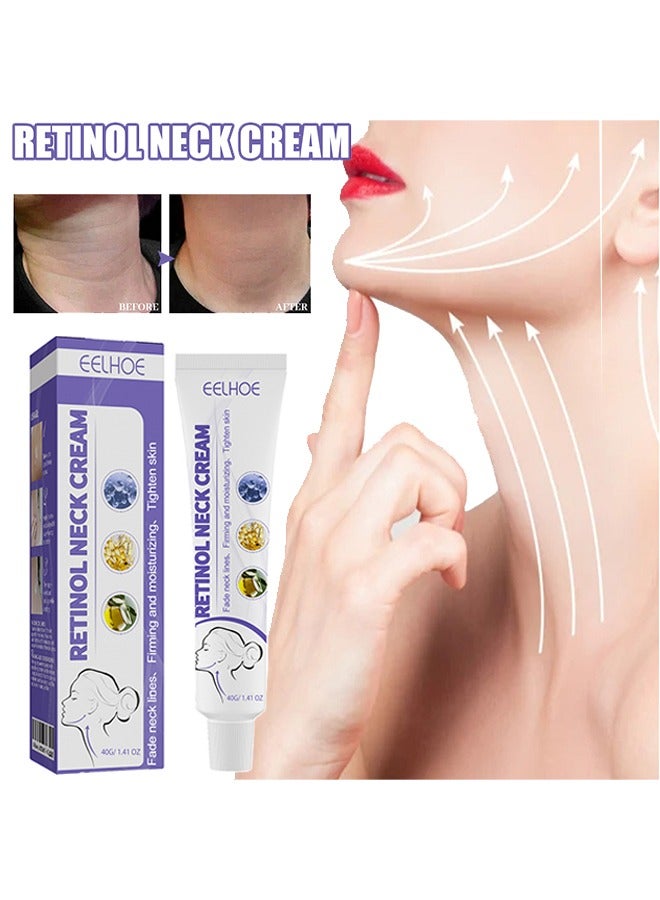 Retinol Neck Cream Fade Neck Lines,Firming and Moisturizing Brighten Skin Neck Massage,Reshape Swan Neck 40g