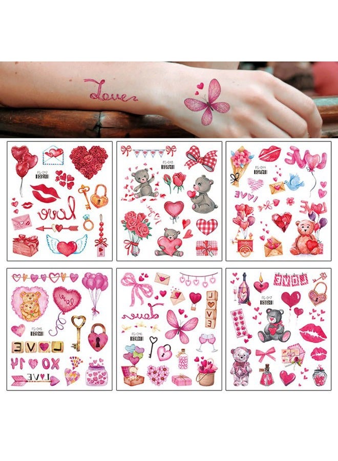 Valentine's Day Tattoos Mother's Day Tattoos for Women Men Boys Girls Body Art Decoration Flower Lips Heart Balloon Gifts Stickers Temporary Tattoo Sticker Couple's Favors Decoration Supplies