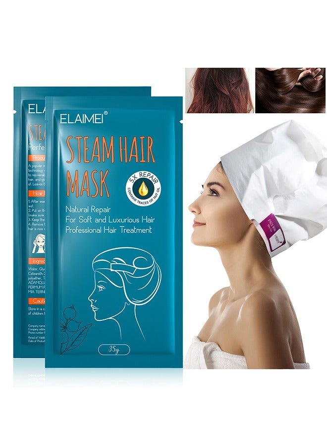 Steam Hair Mask, Hair Mask For Intensive Repair Of Damaged And Rough Hair Steam Mask For All Hair Types Perfect For At Home Spa Experience 2 Packs