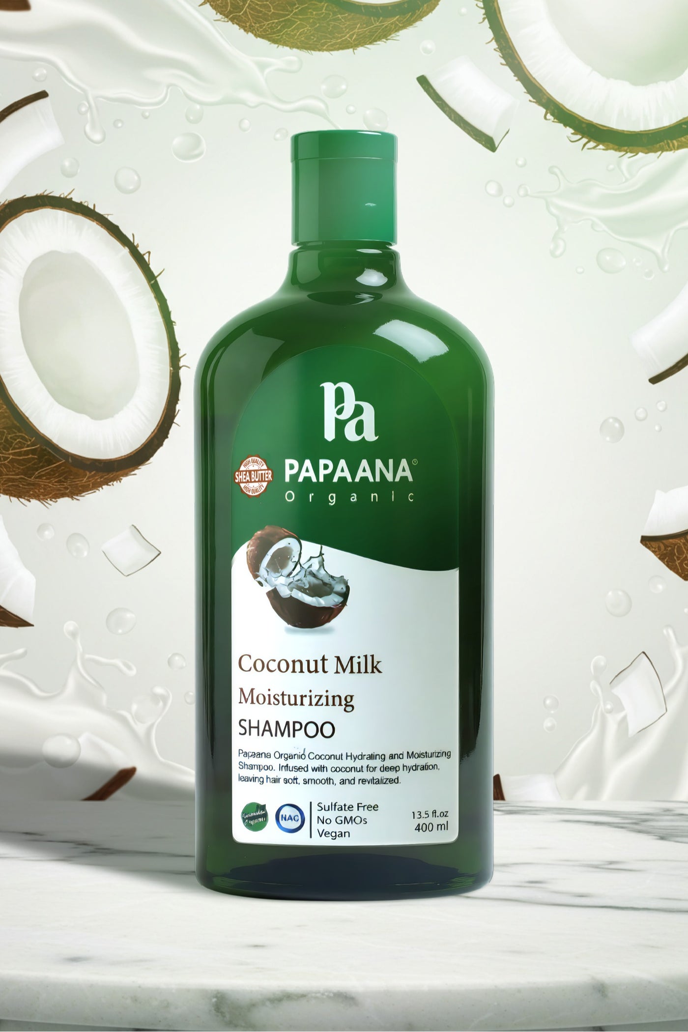 Coconut Milk Moisturizing Shampoo with Shea Butter – 400ml, Deep Haydration for Soft, Shiny, and Healthy Hair