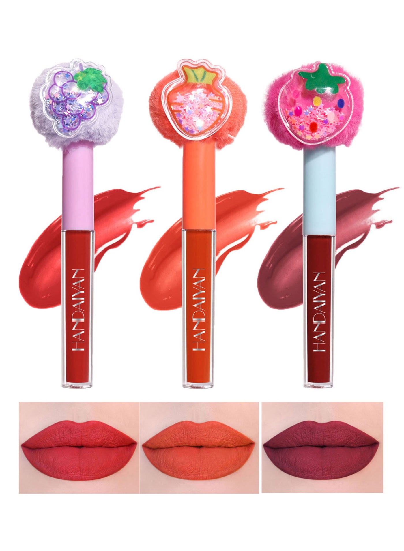 Lipstick Matte Liquid Lipsticks 3 Pcs Makeup For Women Velvet Long Lasting Waterproof Highly Pigmented Colour Quick-Drying, Smudge-Proof, Nourishes, Conditions,Ultra Soft Moisturizes