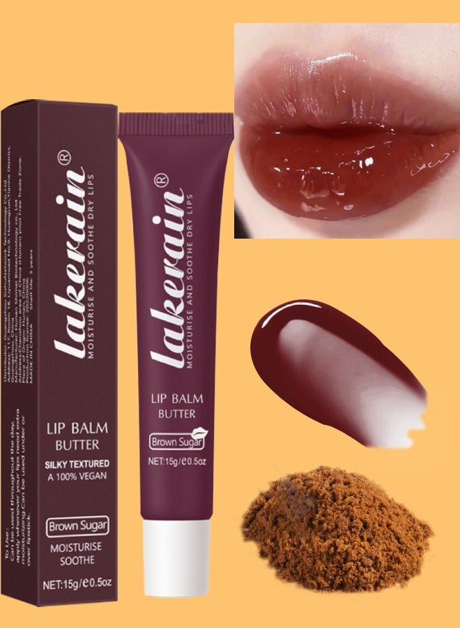 Lip Butter Balm Moisture Hydration Lip Butter Gloss Sheer Tinted Lip Mask and Lip Balm Long Lasting Hydration and Moisturization Soothing Lip Treatment Care Makeup Shine Lip Glow Oil 03 Brown Sugar