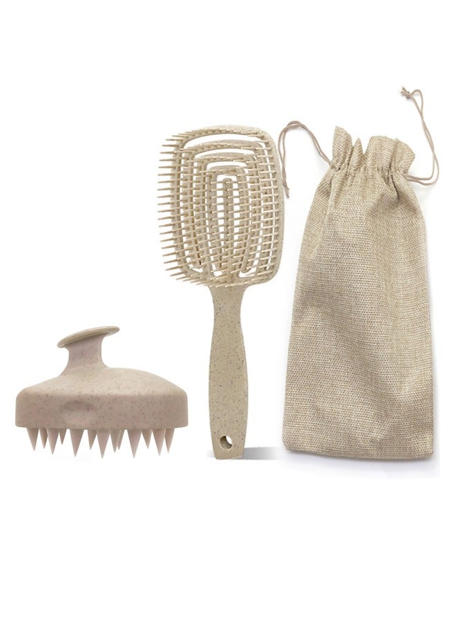 Hair Massager Scalp for Hair Growth,Detangling Brush, Dry and Wet Vented Detangler Hair Brush for Women and Men, Professional Paddle Curved Styling Hairbrush