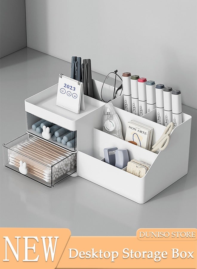 Makeup Organizer, Cosmetic Desk Storage Box with Drawers Skincare Organizers for Dressing Table, Countertop, Bathroom Counter, Vanity Holder for Brushes, Lotions, Lipstick, Perfume