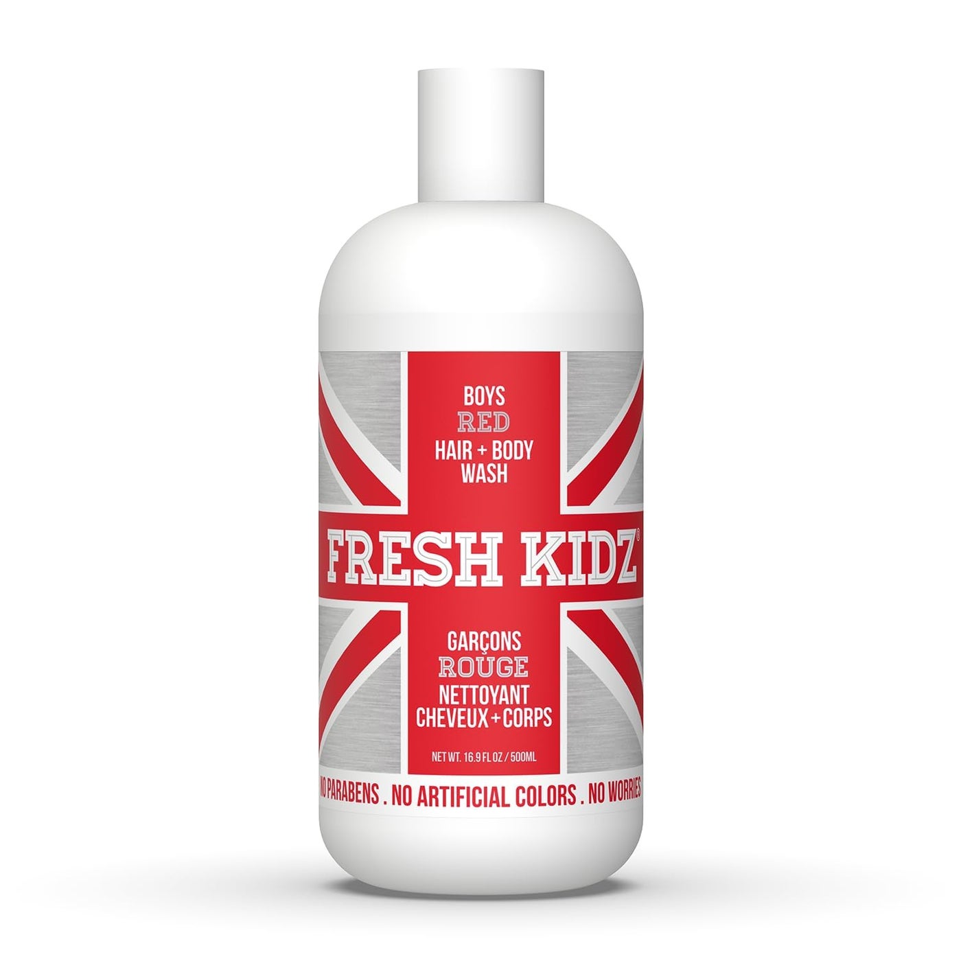 Fresh Kidz Hair & Body Wash for Kids and Teens - Gentle Bath and Shower Cleanser for All Skin Types - Boys Red, 16.9 fl.oz.
