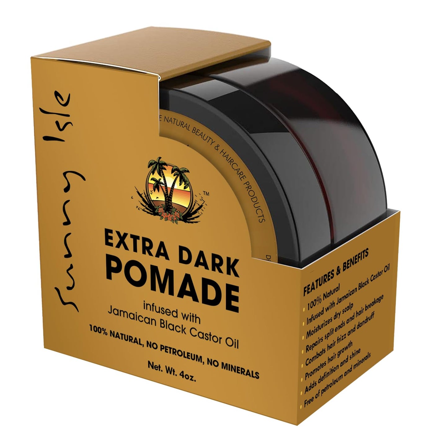 Sunny Isle Extra Dark Jamaican Black Castor Oil Hair Food Pomade, 4 oz | For Dry Scalp, Hair Breakage, Split Ends, Frizz Control & Dandruff