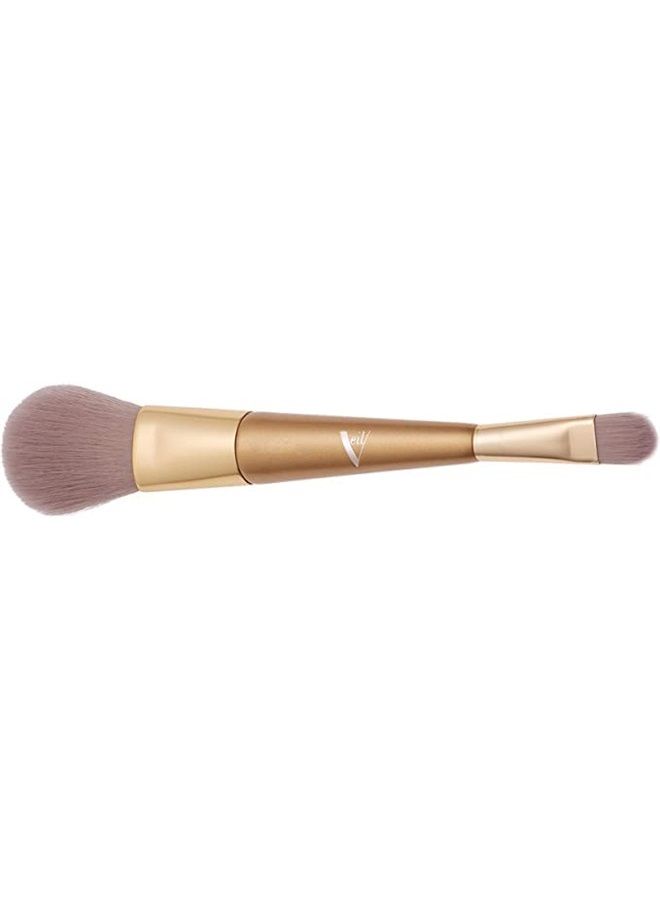 Dual Ended Lip & Cheek Brush | 2-in-1 Luxury Vegan Makeup Brush | Use with Powder, Liquid, or Creams | Soft, Dense & Fluffy | Cruelty Free | Synthetic | Face, Eyes, & Lips