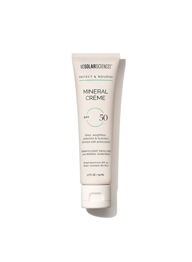 Mineral Crème SPF 50 Sunscreen for Face – Water-Resistant, Broad Spectrum UV Protection – Blendable Micronized Zinc Oxide – Smooth, Natural Matte Finish, 1.7 Fl Oz