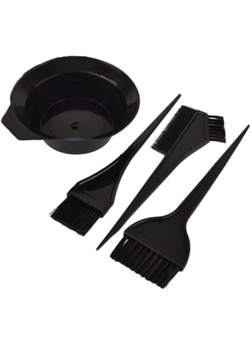 4pcs Professional Hair Color Dye Brush Set Black Mixing Bowl & Salon Kit Tint Tool