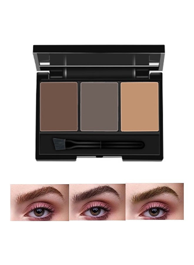 Eyebrow Powder 3-Color Styling Kit-Natural Long Lasting Eyebrow Powder with Brushes Waterproof Sweat Proof Smudge Proof Fine Powder Easy to Use Multi Use Natural Brow Makeup to Create 3D Look(#02)