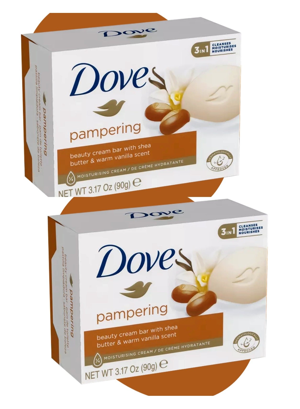 Beauty Cream Bar with Shea Butter & Warm Vanilla Scent 90g 2 Pcs