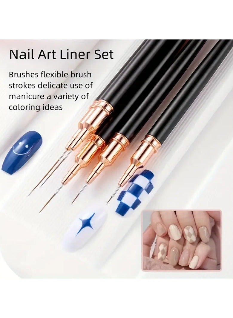 5pcs Nail Art Brushes Details, Long Nail Art Line Brush Manicure Gel Fine Design, Thin Nail Design Brush Set Gel Polish Painting Pen Nail Brush Nail Art Size 5/8/12/20/25mm