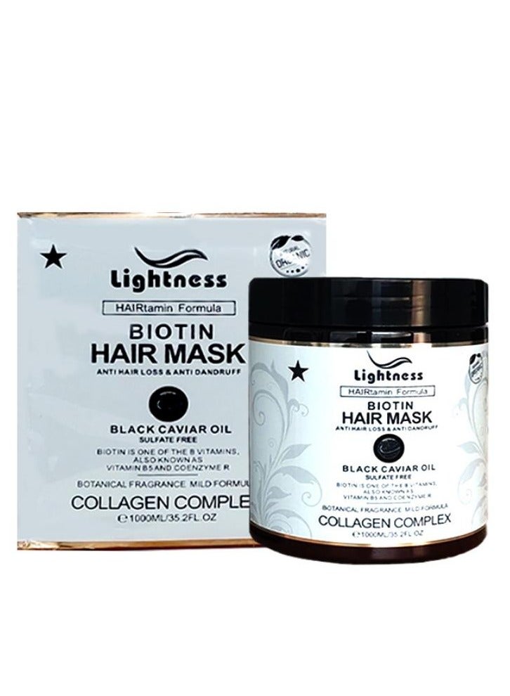 BIOTIN Hair Mask Anti Hair Loss And Anti Frizz Black Caviar Oil 1000 ML