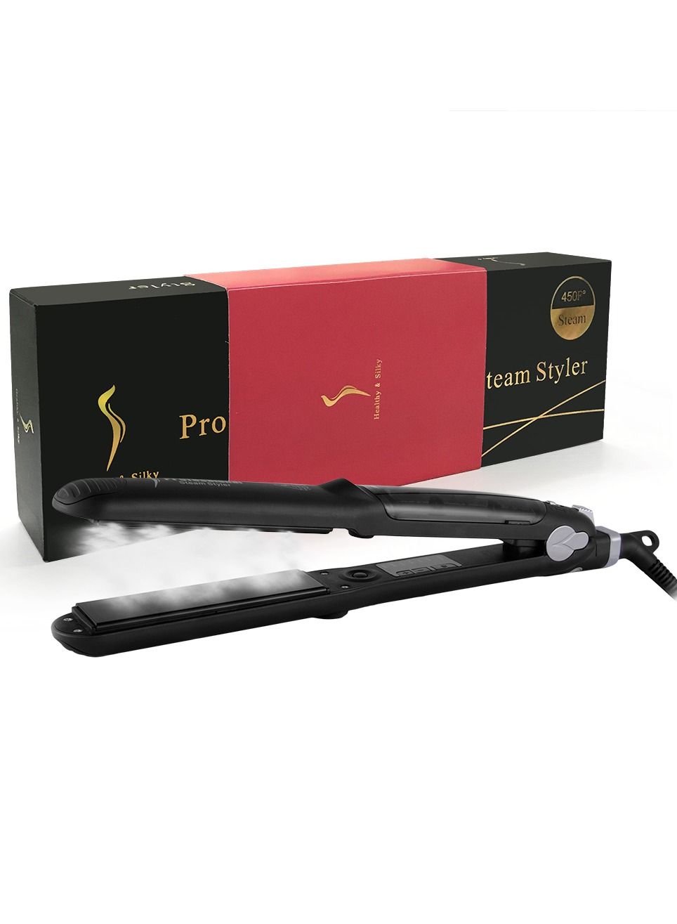 Professional 450F Ceramic Vapor Steam Hair Straightener With Argan Oil Infusion Steam Flat Iron Ceramic Vapor Fast Heating Iron