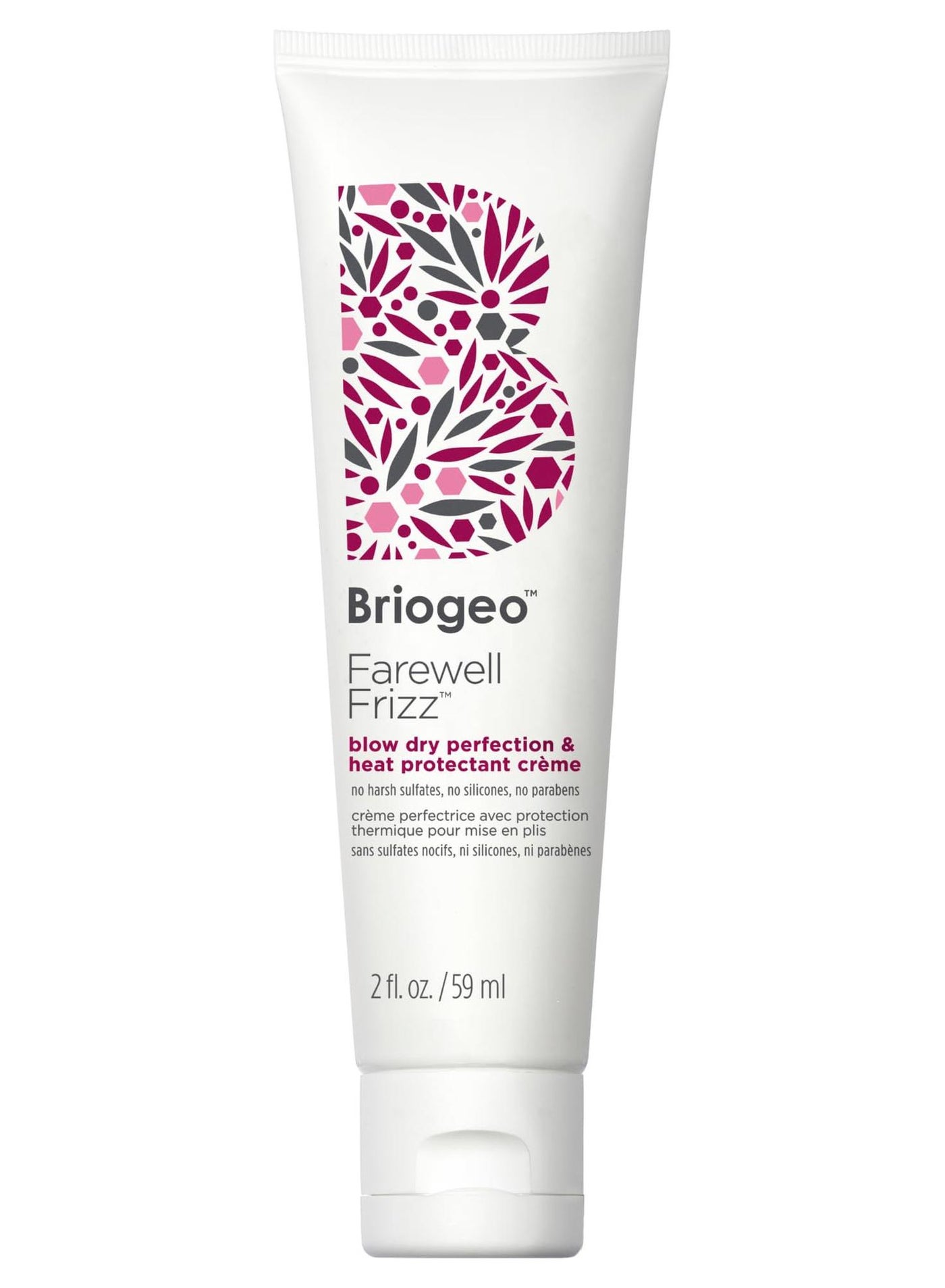 Briogeo Farewell Frizz Blow Dry Perfection & Heat Protectant CrÃ¨me, Anti Frizz Hair Cream with Argan Oil for Styling, Silicone-free, Heat Protectant, Smooths Hair, Vegan, Cruelty-Free, 2 fl oz