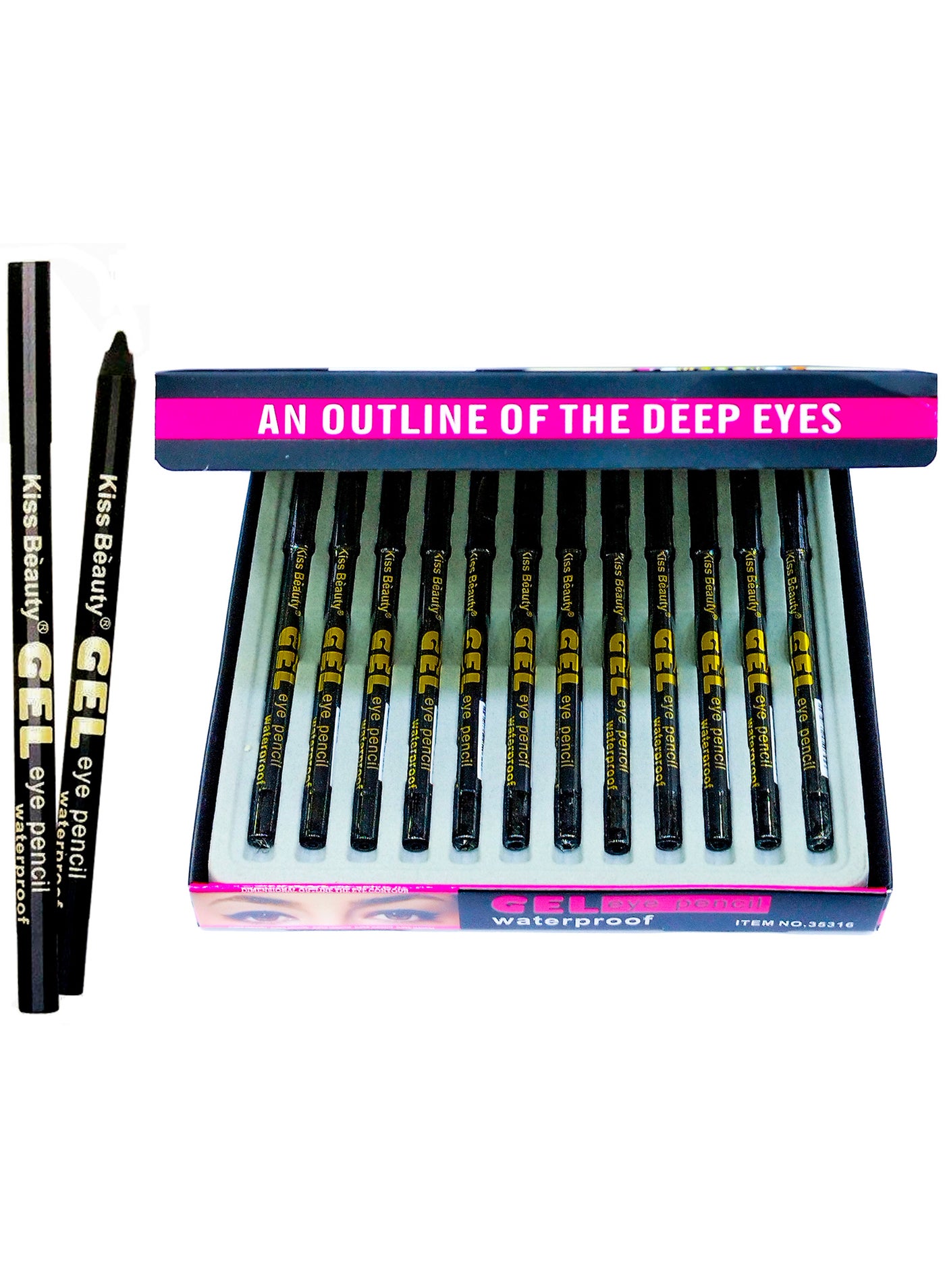 Pack Of 12 Long Wear 24H Gel Eye Pencil Black
