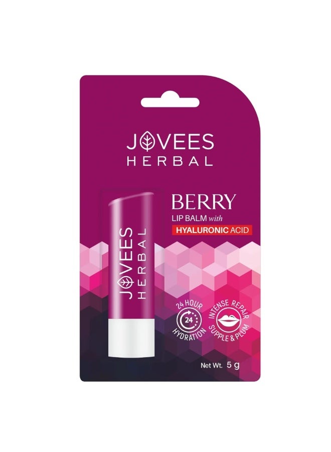 Berry Lip Balm With Hyaluronic Acid 5G | 24H Deep Hydration, Repairs Dry And Chapped Lips, Glossy Finish, Moisturizing Lip Care For Soft And Smooth Lips