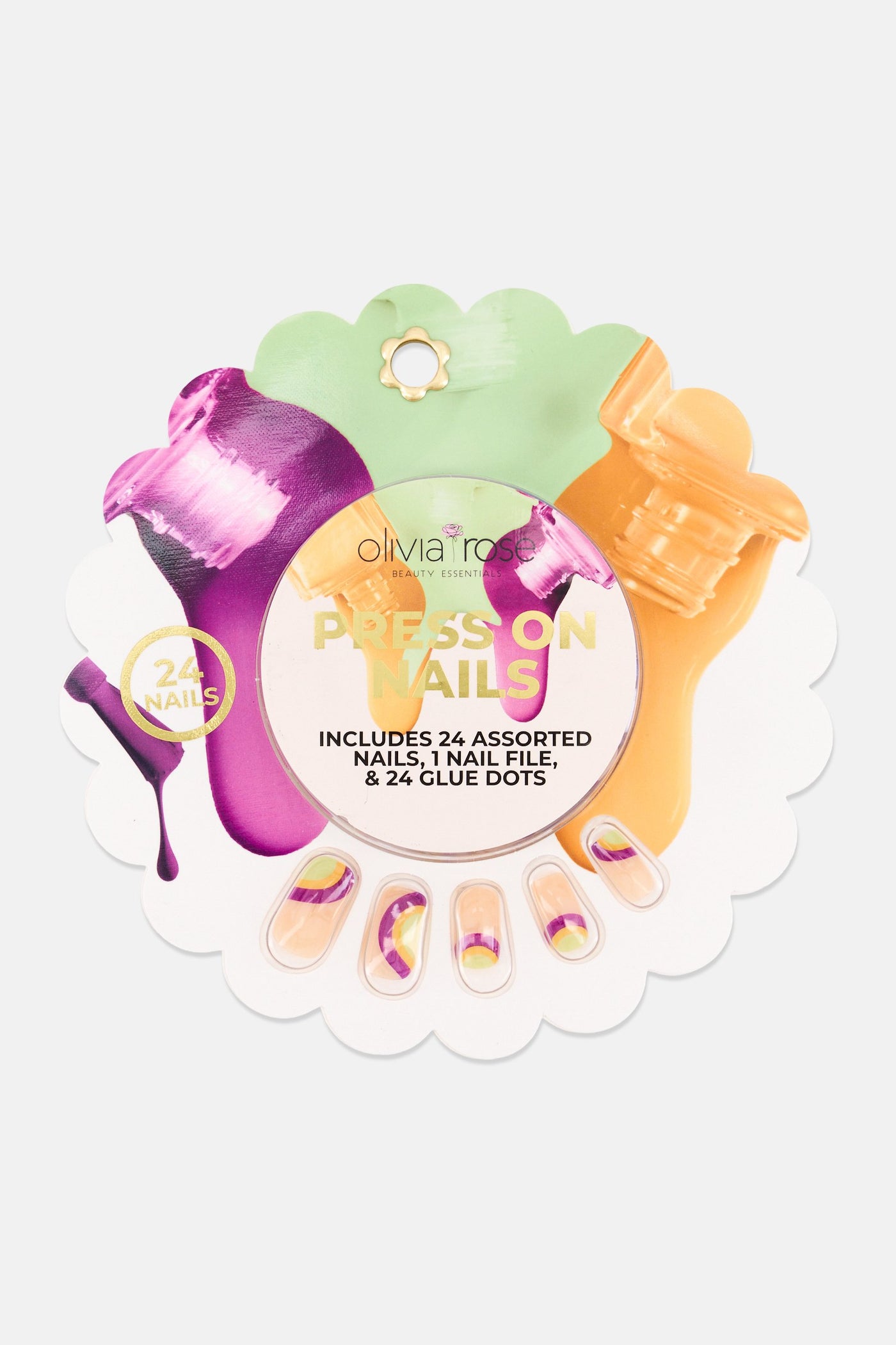 49 Pcs Press On Nails, Multicolor
