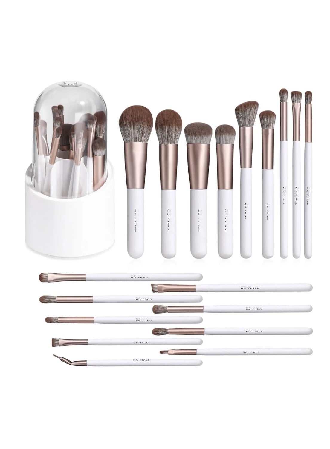 18 Pcs White Make up Brush Kit, Professional Makeup Brushes, Concealers Eye Shadows Makeup Brushes Gift set With Rotatable Makeup Brushes Holder