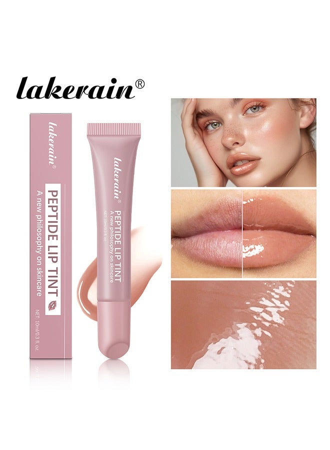 Peptide Lip Tint ,2 in 1 Lip Gloss and Lip Treatment Plumper and Softer Lips Restore Replenish Dry Lips Lip Color Lipstick Lip Gloss Hydrating Moisturizing Lip Gloss 10ml #02 Rose Gray
