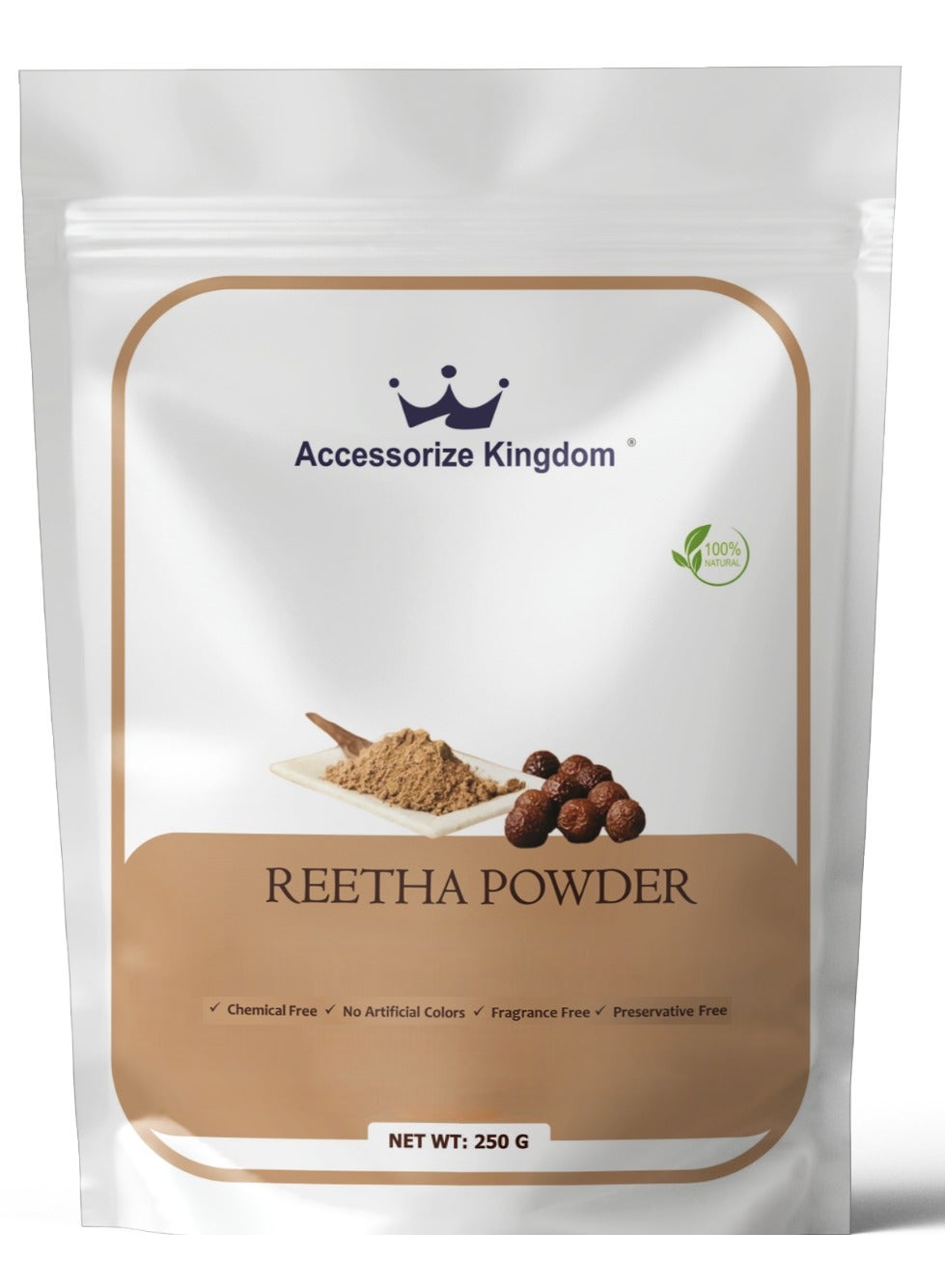 Reetha Powder (250gm) – 100% Natural & Pure | Suitable for Hair & Skin | Gently Cleanses Hair, Removes Dirt & Excess Oil | Strengthens Roots, Promotes Growth & Soothes Scalp