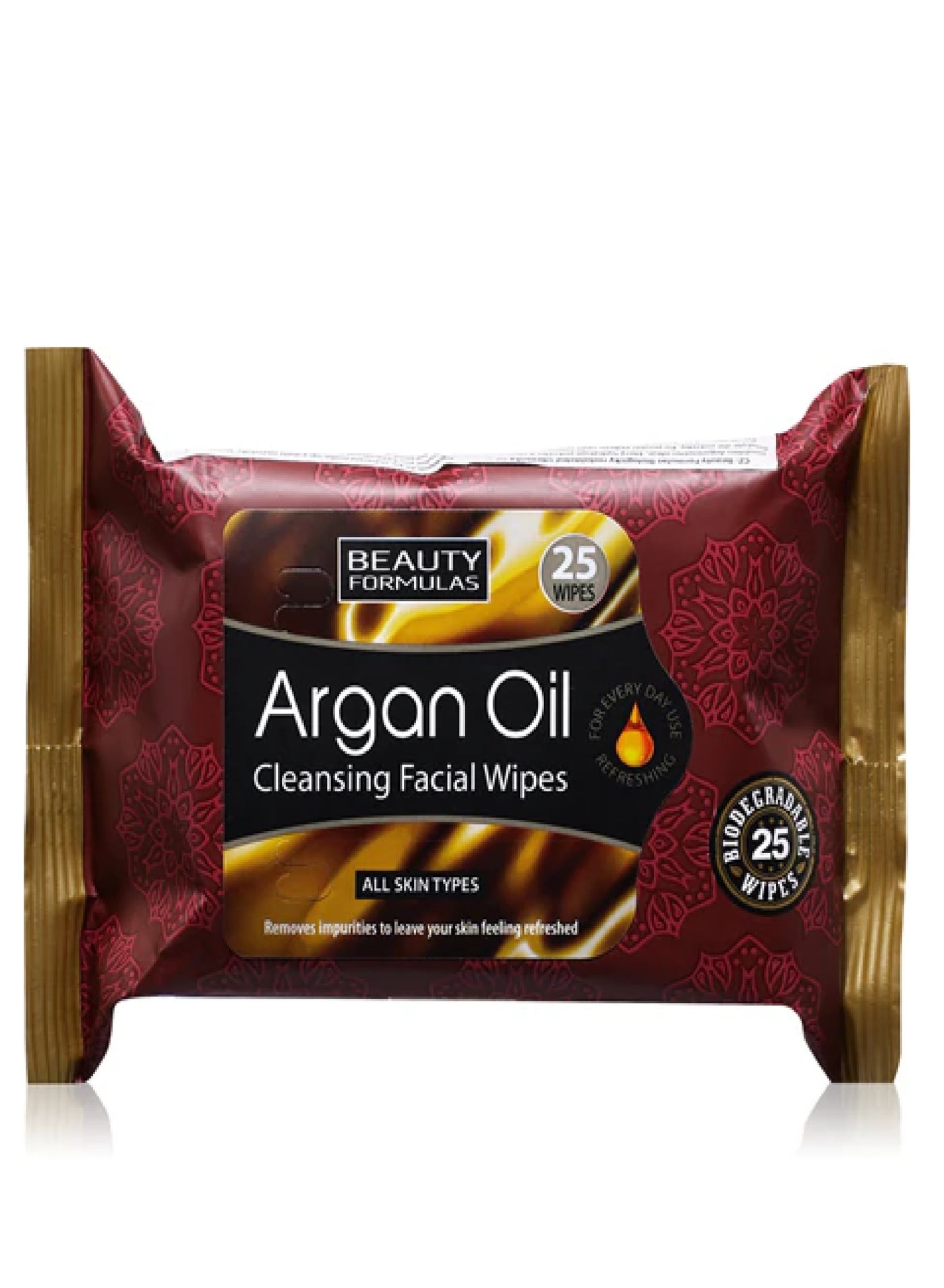 BEAUTY FORMULAS ARGAN OIL CLNSING FACIAL WIPES 25'S
