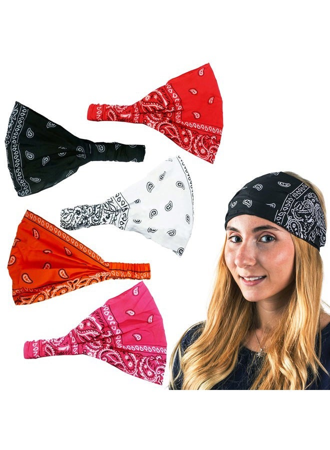 Bandana Headband-Paisley Bandana Headband Wrap- 5 PC Wide Headbands-Christmas Gifts by CoverYourHair