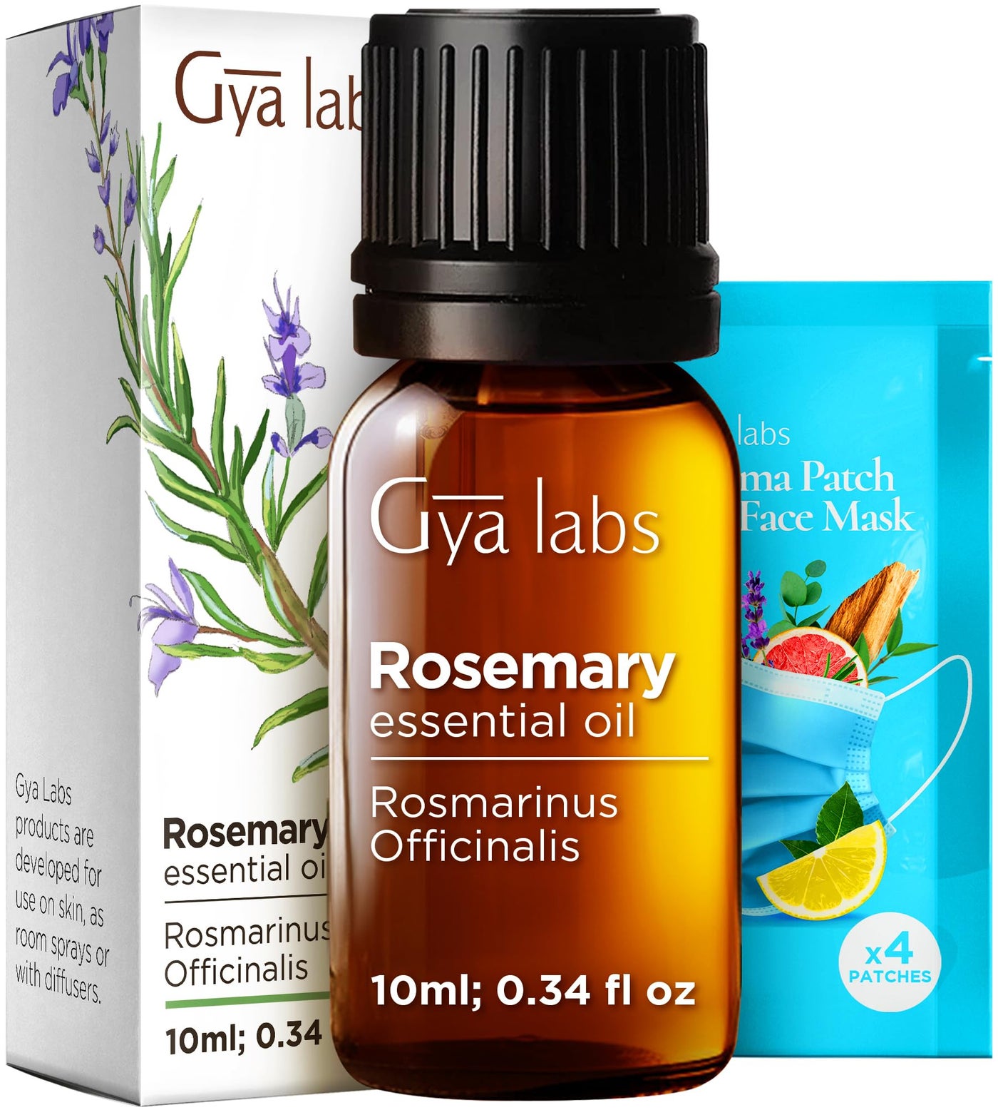 Gya Labs Rosemary Essential Oil - 0.34 Fl Oz - 100% Pure Rosemary Oil for Hair, Skin, Teeth and Gums, Diffuser, Aromatherapy & DIY Candle Making Scent